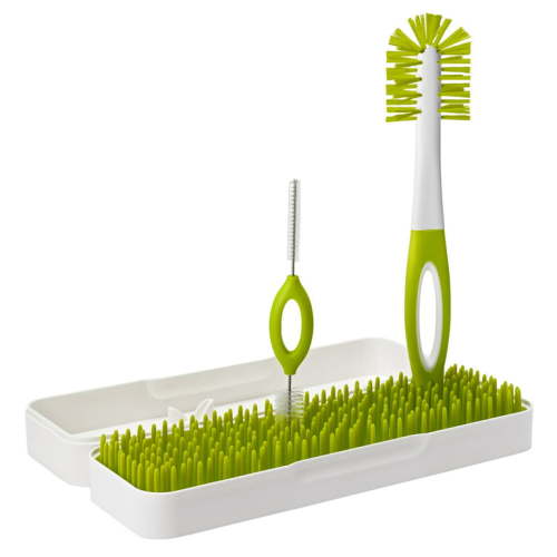 Boon Trip Compact Travel Bottle Drying Rack + 2 Baby Bottle Brushes With Nipple Cleaner