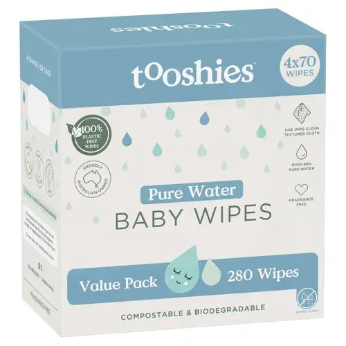Tooshies Pure Water Wipes 280 Pack | Baby Bunting AU
