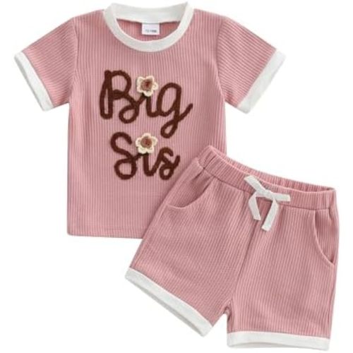 Toddler Baby Girl Clothes Floral Infant Summer Shirt Shorts Set Cute Big Sister Little Sister Matching Outfits