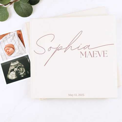 Personalized Baby Book - Hardcover Customized - Baby's First Years Keepsake Journal - 10.25 inch Square - Cream Fabric - 2025 Edition