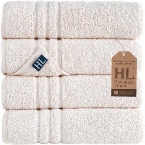Hamman 4 Piece Set Bath Towels, Thick Cotton, Quick Dry, Sea Salt Soft, Daily Use