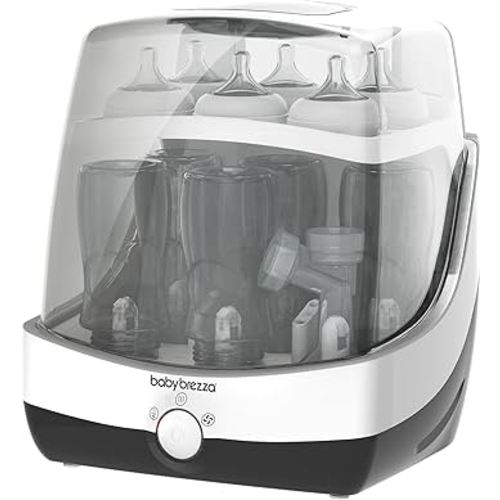 Baby Brezza 10 Minute Baby Bottle Sterilizer + Dryer - Superfast Electric Steam Sterilization - Universal Sterilizing for All Bottles, Pacifiers + Breast Pump Parts