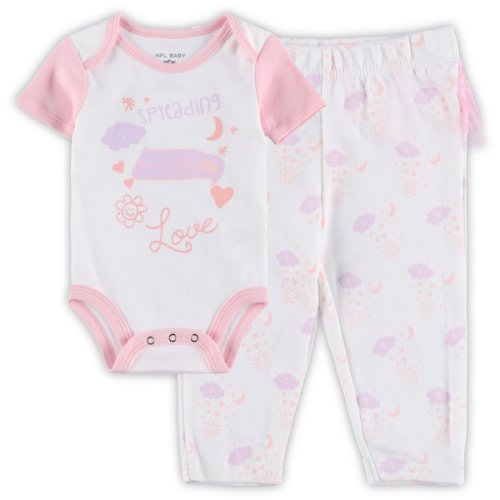 Girls Newborn & Infant White Seattle Seahawks Spreading Love Bodysuit and Tutu Leggings Set