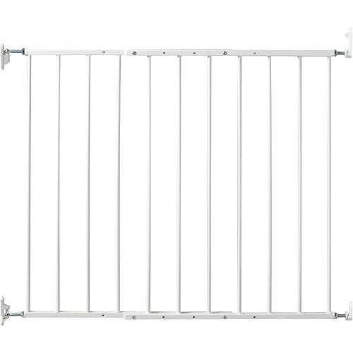 KidCo 24.75-42.5" Safeway Walk Through Baby Gate for Stairs and Doorways | No-Trip Top of Stairs Baby Gate No Bottom Bar | Quick-Release Mounted Hardware for Security and Easy Removal (White)