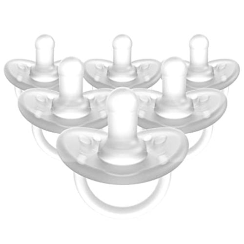 Evenflo Feeding Balance Plus Stage 1 Cylindrical Baby, Newborn and Infant Pacifier - Developed with Pediatric Feeding Specialists - 0 to 6 Months (Pack of 6) - 6 Count (Pack of 1) - Clear