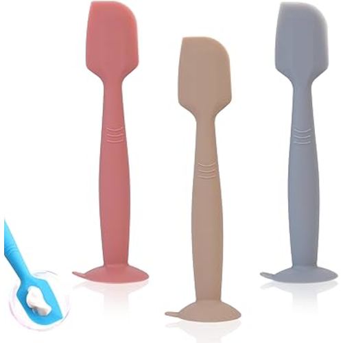 Baby Diaper Cream Spatula Applicator 3 Pack Butt Paste Spatula Soft Silicone,Diaper Rash Cream Applicator, Baby Essentials Must Haves Newborn Stuff (Red Khaki Grey)