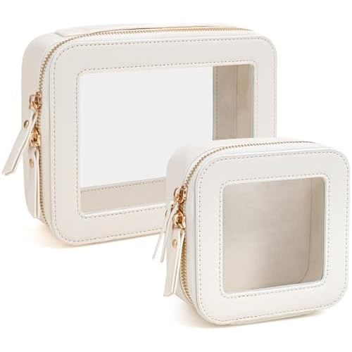 Travel Clear Makeup Bag Set, TSA Approved Cosmetic Bag Case with Zipper Portable Makeup Pouch Toiletry Bag Traveling Cosmetic Organizer Storage Bag Car Organizer Car Essentials