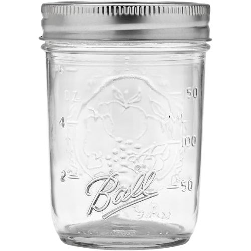 Ball Regular Mouth Glass Mason Jars with Lids and Bands, Used for Canning (Half Pint, 8 Ounce (Pack of 4))