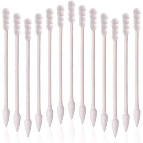 Cotton Swabs 800 Pieces, Double Precision Tips with Paper Stick, 4 Packs of 200 Pieces (Pointed+Spiral Head)