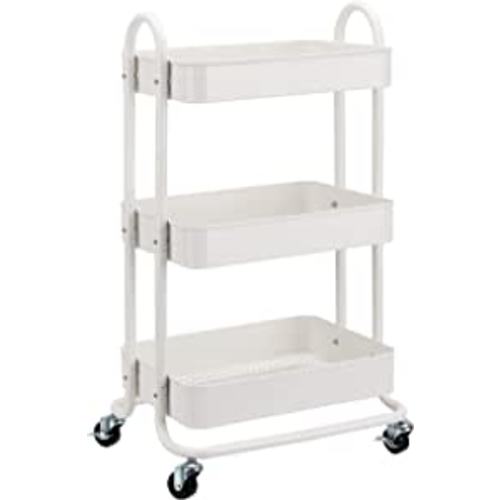 Amazon.com: Amazon Basics 3-Tier Rolling Utility or Kitchen Cart - White : Office Products