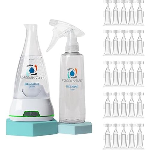 Force of Nature Multi-Purpose Cleaner & Deodorizer Extra Value Bundle - Reusable Bottle, 25 Refills - EPA Registered, Toxin-Free All-Purpose Natural Cleaning Supplies