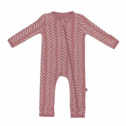 Zippered Romper in Dusty Rose Herringbone
