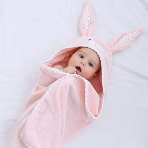 TBEZY Baby Hooded Towel with Unique Animal Design Ultra Soft Thick Cotton Bath Towel for Newborn (Bunny) - Rabbit