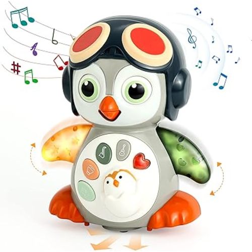 HAPTIME Penguin Toys for 1 Year Old Boy Girl, Tummy Time Toys,Musical Toys for Toddlers 1-3, One Year Old Boy Toys, Interactive Dancing Toys for 1+ Year Old, Singing Early Learning Toys for 1 2 3