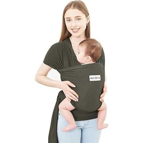 Acrabros Baby Wrap Carrier,Hands Free Baby Carrier Sling,Lightweight,Breathable,Softness,Perfect for Newborn Infants and Babies Shower Gift,Dark Grey