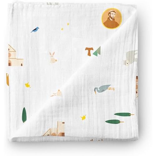 Catholic Baby Swaddle Receiving Blanket (St. Francis of Assisi)