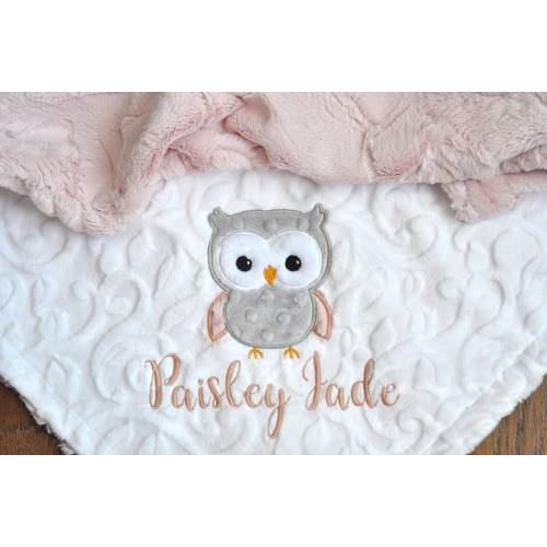 Owl Personalized Minky Baby Blanket-Owl baby blanket-Personalized Baby Minky blanket-Minky Owl Blanket-Girl baby blanket