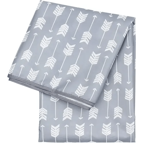 Bumkins Baby Splat Mat for Under High Chair, Babies Toddlers Eating Mess Mat, Waterproof Reusable Cloth for Arts and Crafts, Playtime Mat for Kids, Floors or Tables, Fabric 42inx42in, Gray Arrows