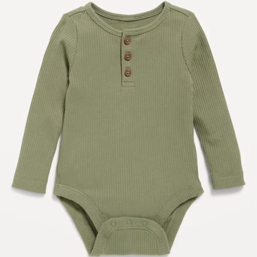 Long-Sleeve Ribbed Henley Bodysuit for Baby | Old Navy