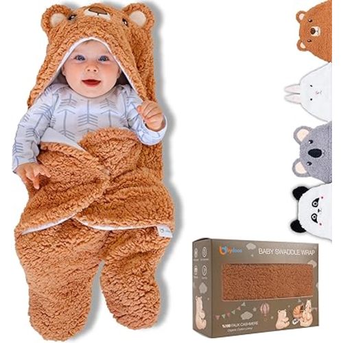 Baby Swaddle Blanket Bear 0-6 Months Cute Organic Ultra Soft Plush NewBorn Baby Essentials Must Have Infants Girls Boys Gender Neutral Stuff, Registry Gift Receiving Swaddling Wrap Clothes Shower Gift