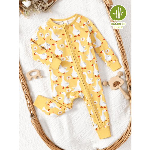 PatPat Bamboo Baby Pajamas, Newborn Snug Fit Zipper Bodysuit, Soft Sleepwear