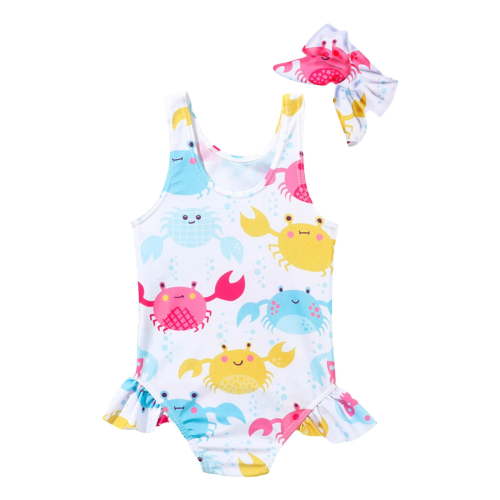 TOWED22 Toddler Girls One Piece Swimsuits Crossback Backless Bathing Suit Swimwear(White,0-6 Months)