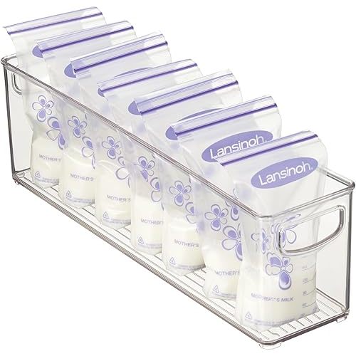 InterDesign iDesign Recycled Plastic Stackable Storage Bin - Perfect to Hold Breast Milk Bags - Clear
