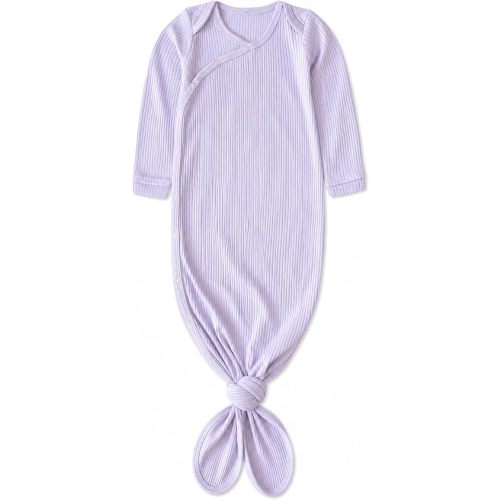 Copper Pearl Baby Gown - Knotted Newborn Sleepers for Baby Boy and Girl, Soft Stretchy Long Sleeve Infant Gowns with Bottom Tie and Hand Mittens, Perfect Hospital Coming Home Outfit (Periwinkle)