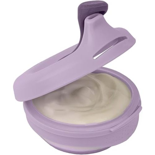 b.box Fill + Feed (Peony) | Reusable Baby Food Pouch | For Toddlers & Babies 4mo+ | Silicone/Nylon Pouch, BPA Free Plastic Lid | Dishwasher & Microwave Safe | 110mL (3.7oz or ½ Cup Capacity)