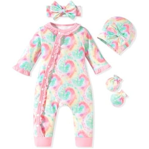 Aalizzwell Baby Girls Romper Outfit Fall Winter Clothes with Accessories