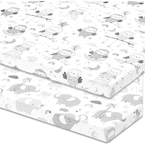 Travel Crib Fitted Sheets for Baby Bjorn, Guava Lotus Travel Crib and 24 x 42 Inch Travel Light Playard Mattress – Snuggly Soft 100% Jersey Cotton – 2 Pack