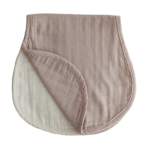 mushie Muslin Baby Burp Cloths, Set of 2 - Natural/Fog