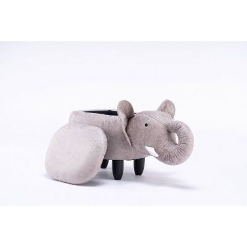 Elliot The Elephant Storage Ottoman Gray - Home 2 Office: Faux Leather, Lift-top Design, Wood Frame, No Assembly Required