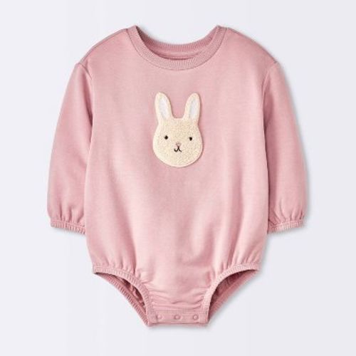 Baby Girls' Rose Modal French Terry Bunny Romper - Cloud Island™ Pink 0-3m