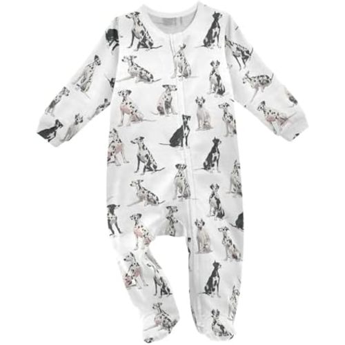 Dussdil Dog Pup Baby One-Piece Footies Newborn Rompers Pajamas Cotton Footed Pjs for Sleep Play Boys Girls