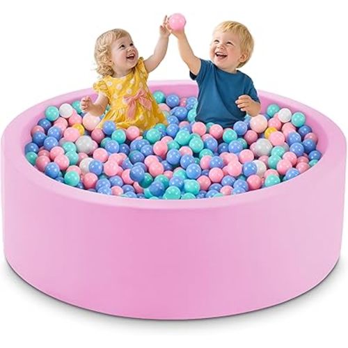 47.2" x 15.7" Foam Ball Pit for Toddlers, Baby Round Balls Pool for Babies 1-3, Kids Play Ball Pits Ideal Gift for Boys and Girls, Balls Not Included, Pink