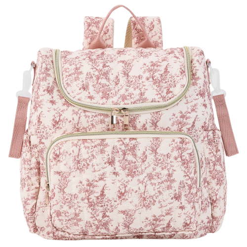 HUISZJ Quilted Duffle Bag, Large Capacity Storage Backpack, Floral Print Diaper Backpack for Women Travel Hospital (B)