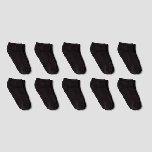 Boys' 10pk Low Cut Athletic Socks - Cat & Jack™ Black M