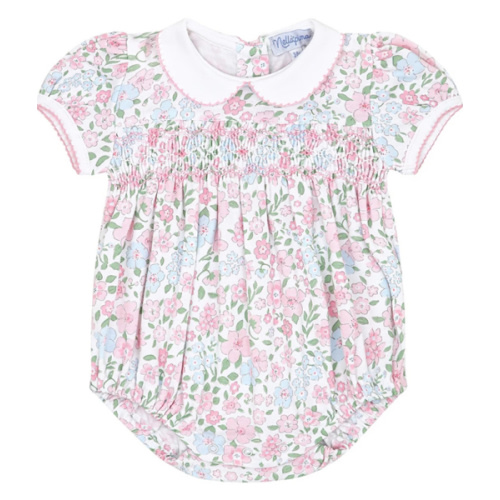 English Garden Pima Smocked Bubble - 0-3 month