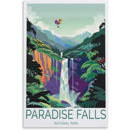 Paradise Falls Travel Print Poster Canvas Wall Art Framed And Unframed Picture For Home Room Decor Poster 16x24inch(40x60cm)