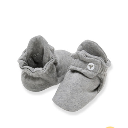 Solid Organic Cotton Baby Booties Heather Grey