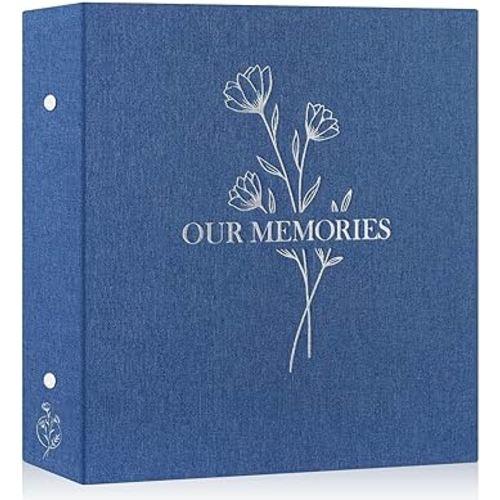 Lanpn Photo Album 4x6 1000 Pockets, Extra Large Big Capacity Linen OUR MEMORIES Hardcover Large Photo Book Photobook that Holds 1000 Vertical and horizontal Pictures Blue