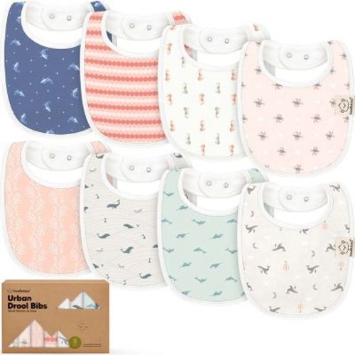 KeaBabies 8pk Organic Baby Bibs for Boy, Baby Drool Bib for Baby Boys and Girls, Newborn Teething Bibs (Wilderness)