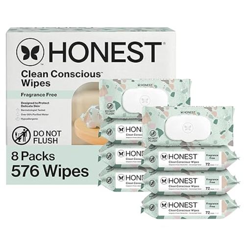 The Honest Company Hypoallergenic Multi-Use Baby Wipes for Sensitive Skin, Geo Mood, 576 Count