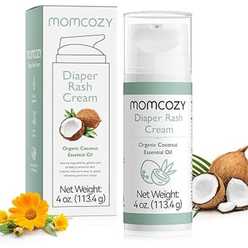 Momcozy Baby Diaper Rash Cream, Baby Diaper Cream Daily Use for Skin Care, Natural Ingredients Coconut Diaper Cream, Fragrances Free Hypoallergenic for Sensitive Skin, 4 oz