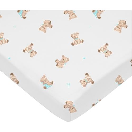 American Baby Company Fitted Mini Crib Sheet 24" x 38", Soft Breathable Neutral 100% Cotton Jersey Portable Sheet, Bear, Fits Most Pack N Play Mattresses