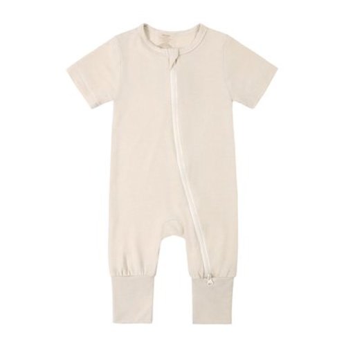 WIBACKER Baby Boys Girls Bamboo Viscose Short Sleeve Pajamas, 2 Way Zipper Romper, Sleep and Play 0-24 Months