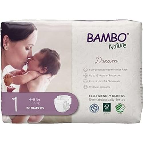Bambo Nature Premium Baby Diapers, Size 1, 36 Count (Pack of 6), Total 216 Count