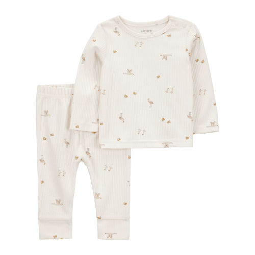 Baby 2-Piece Bird Print Long-Sleeve Tee & Pant Set