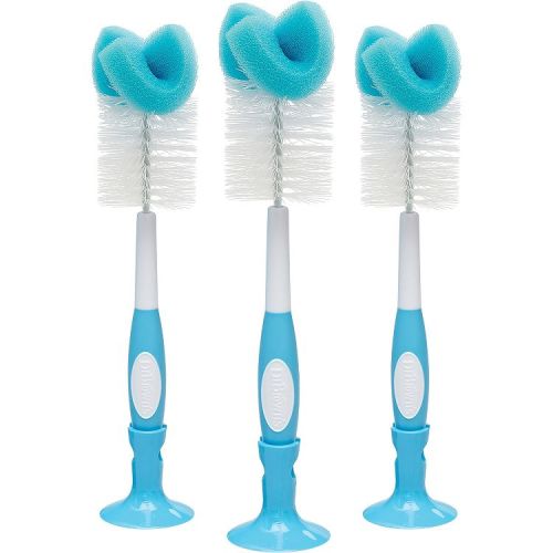 Dr. Brown's Baby Bottle Cleaning Brush, Sponge and Bristle Brush with Nipple Cleaner -3pk - Blue